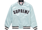 Supreme Mitchell and Ness Arc Varsity Jacket Light Blue